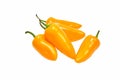 Group of yellow hot jalape o peppers isolated on a white background Royalty Free Stock Photo