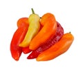 Group of yellow, orange and red peppers isolated against white Royalty Free Stock Photo