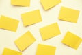 A group of yellow post-it notes memo sticker papers note pads on the wall