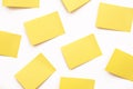 A group of yellow post-it notes memo sticker papers note pads on the wall