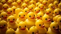 Group of Yellow Rubber Ducks in a Row