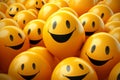 a group of yellow smiley face balloons Royalty Free Stock Photo