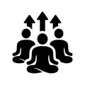 Group Yoga Exercise Class Silhouette Icon. Sport Fitness and Meditation People Black Pictogram. Healthy Lifestyle Royalty Free Stock Photo