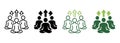 Group Yoga Exercise Class Silhouette and Line Icon. Sport Fitness and Meditation People Pictogram. Healthy Lifestyle Royalty Free Stock Photo