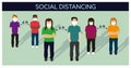 Group of young adult diversity social distancing
