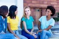 Group of young adult women talking about boyfriends Royalty Free Stock Photo