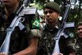 Group of young army soldiers marching on Brazilian independence day in the city of Salvador, Bahia