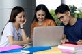 Group of young asian studying in university sitting during lecture education students college university. Royalty Free Stock Photo