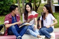 Group of young asian studying in university sitting during lecture education students college university studying.