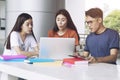 Group of young asian studying in university sitting during lecture education students college university studying