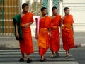 Group of Young Buddhist Boys Crossing Street