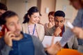 A group of young business people is enjoying a business lecture in the conference room. Business, people, meeting, company