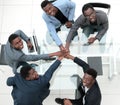 Group of young business people showing their unity. Royalty Free Stock Photo