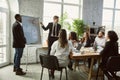 Group of young business professionals having a meeting, creative office Royalty Free Stock Photo