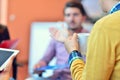 Group of young business professionals having a meeting. Royalty Free Stock Photo