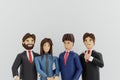 Group of business teams standing together with confident face, ready to work, 3D rendering cartoon character