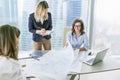 Group of young business women working in modern office Royalty Free Stock Photo