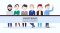 Group Of Young Casual Or Hipster Men In Trendy Clothes Background For Copy Space Banner