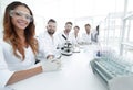 Group of young clinicians experimentation in research laboratory Royalty Free Stock Photo