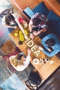 Group of young and creative people at the table, talking