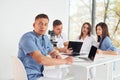 Group of young doctors is working together in the modern office Royalty Free Stock Photo