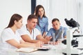 Group of young doctors is working together in the modern office Royalty Free Stock Photo