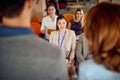 A group of young enjoying a business lecture in the conference room. Business, people, company Royalty Free Stock Photo