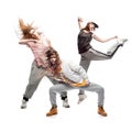 Group of young femanle hip hop dancers on white background Royalty Free Stock Photo