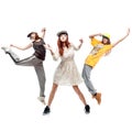 Group of young femanle hip hop dancers on white background Royalty Free Stock Photo