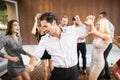 Group of young friends dancing Royalty Free Stock Photo