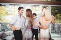 Group of young friends dancing Royalty Free Stock Photo