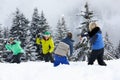 Group Of Young Friends Having Snowball Fight Royalty Free Stock Photo