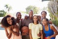 Group Of Young Friends Playing Basketball Match Royalty Free Stock Photo