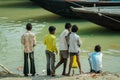 Boys at the Riverbank Royalty Free Stock Photo