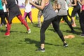 Group of young girls exercising fitness with dancing Royalty Free Stock Photo