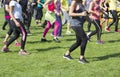 Group of young girls exercising fitness with dancing Royalty Free Stock Photo