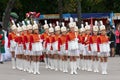 A group of young girls majorettes drummers Royalty Free Stock Photo