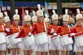 A group of young girls majorettes drummers Royalty Free Stock Photo