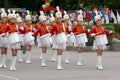 A group of young girls majorettes drummers Royalty Free Stock Photo