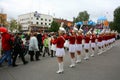 A group of young girls majorettes drummers