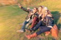 Group of young hipster best friends taking a selfie outdoors Royalty Free Stock Photo