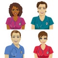 Group of young hospital workers in scrubs