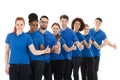 Group Of Young Janitors Gesturing Thumbs Up