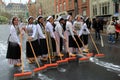 Group of young ladies in annual Street sweeping ceremony,Tulip Festival,Albany,NY,2016