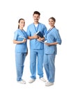 Group of young medical students on white Royalty Free Stock Photo