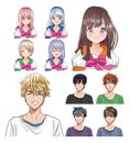 Group of young people anime style characters