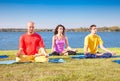 Group of young people have meditation on yoga class. Royalty Free Stock Photo