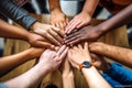 Group of young people holding hands together. Teamwork concept. Close up Royalty Free Stock Photo