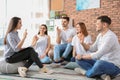 Group of young people learning sign language Royalty Free Stock Photo