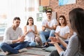 Group of young people learning sign language Royalty Free Stock Photo